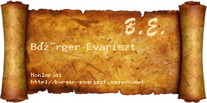 Bürger Evariszt névjegykártya